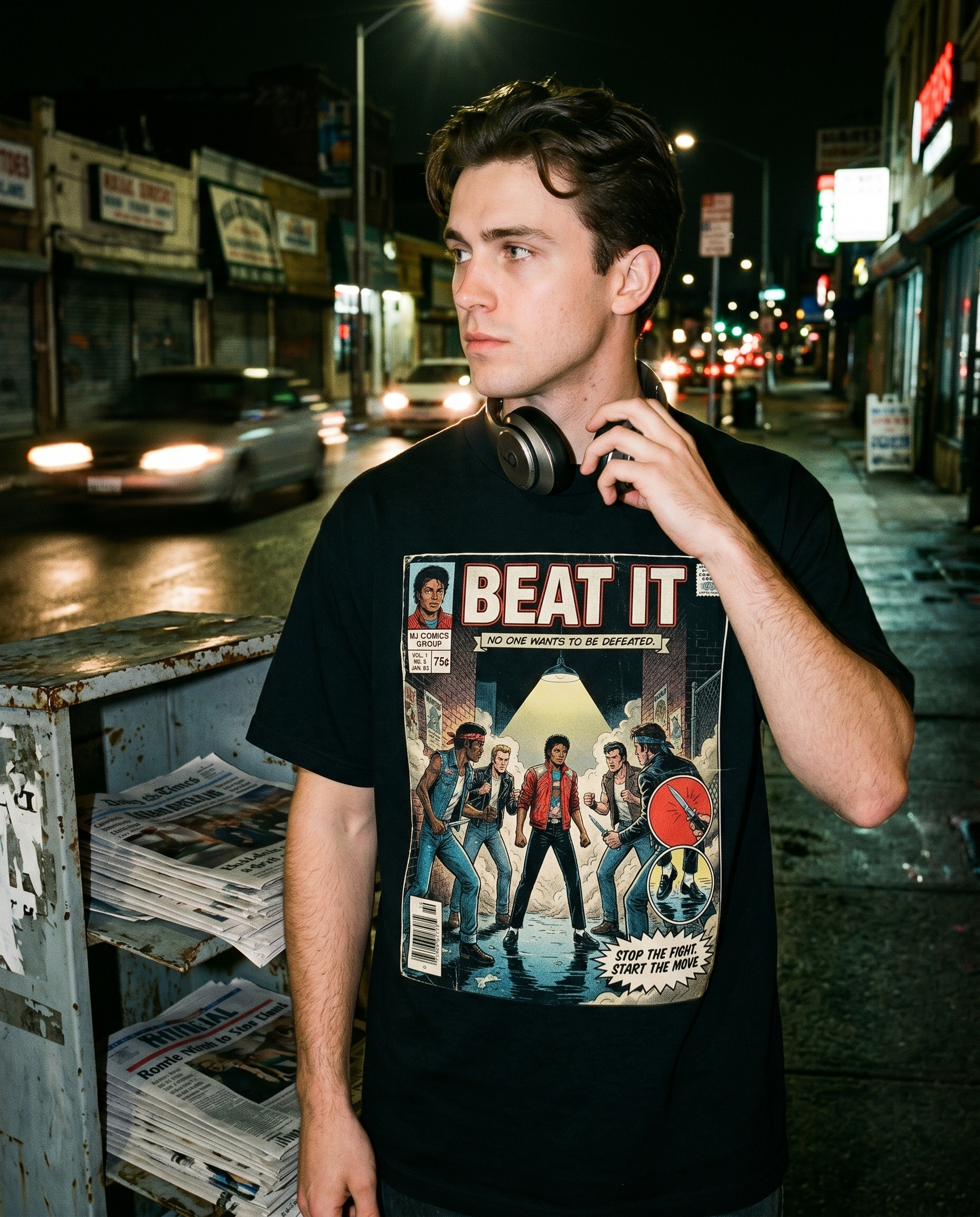 Michael Jackson Beat It Comic Tee