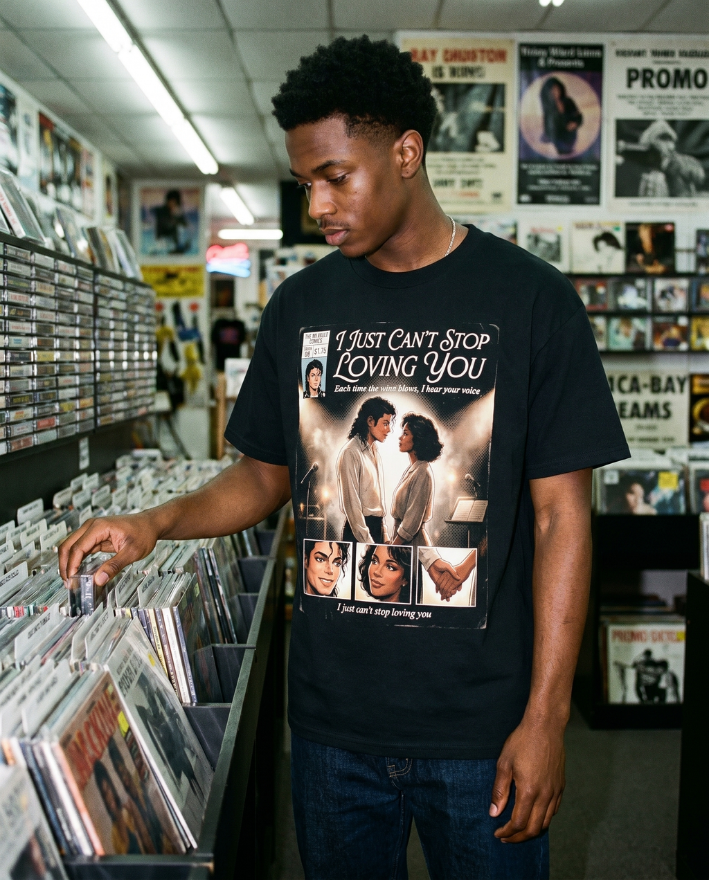 Michael Jackson I Just Can't Stop Loving You Comic Tee