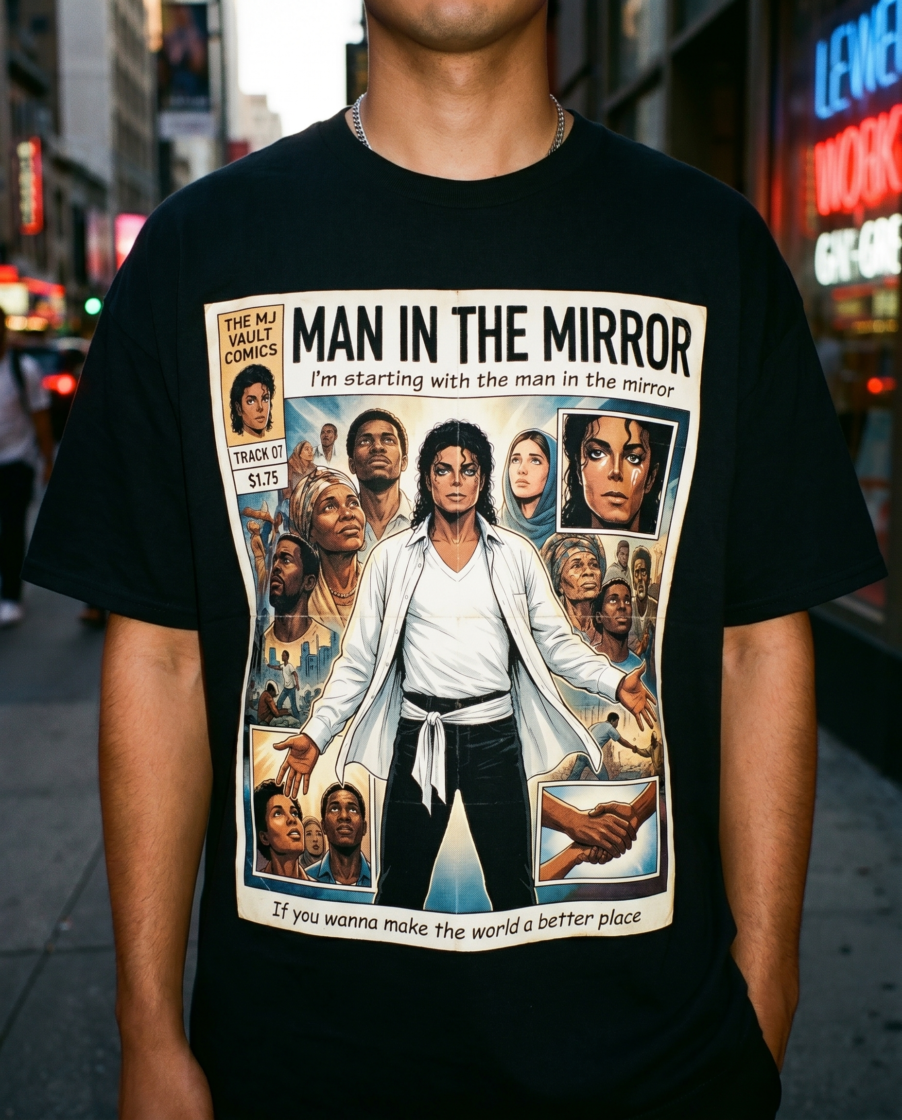 Michael Jackson Man In The Mirror Comic Tee