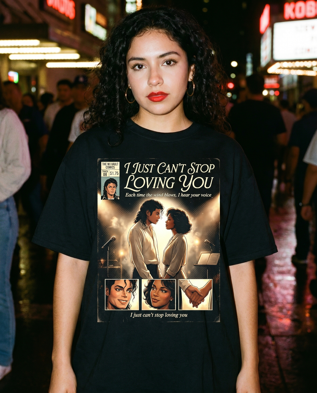 Michael Jackson I Just Can't Stop Loving You Comic Tee