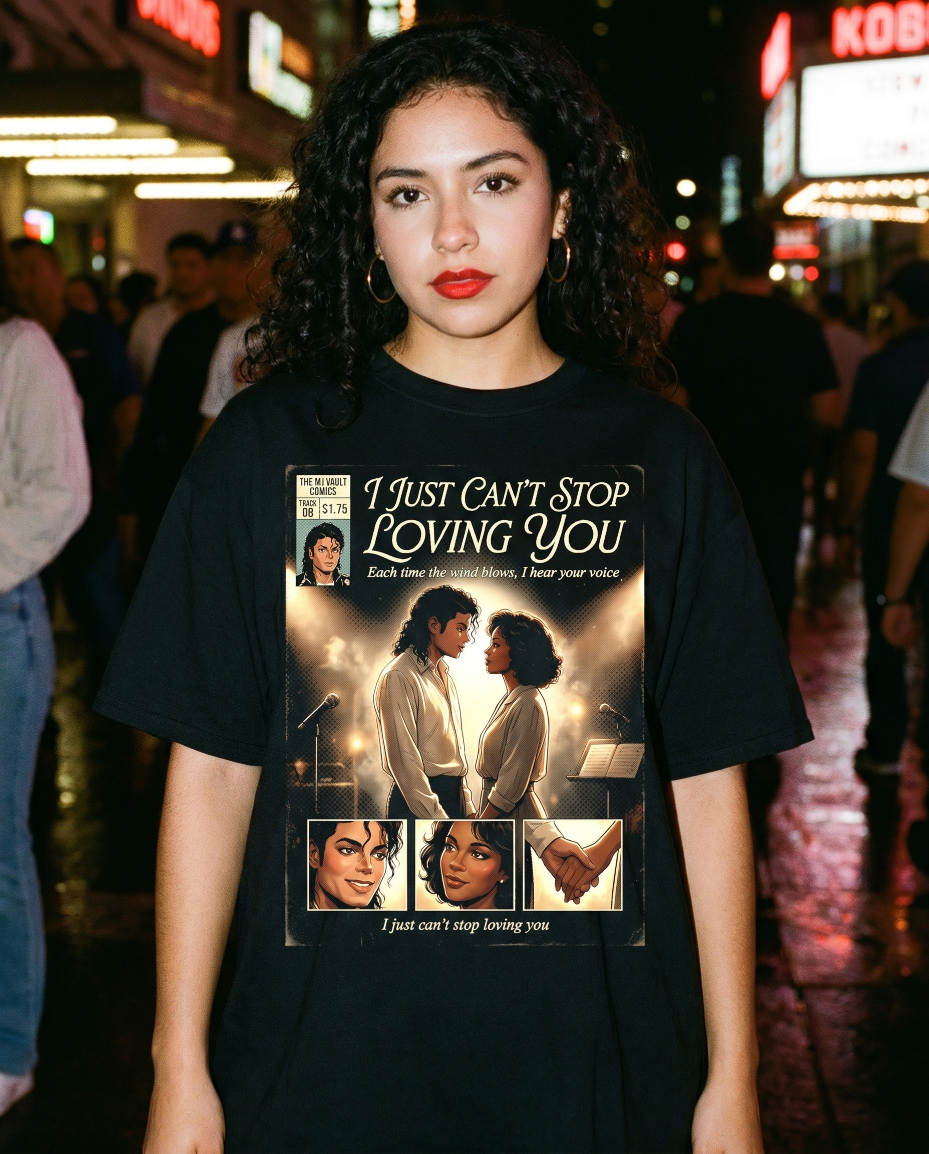 Michael Jackson I Just Can't Stop Loving You Comic Tee