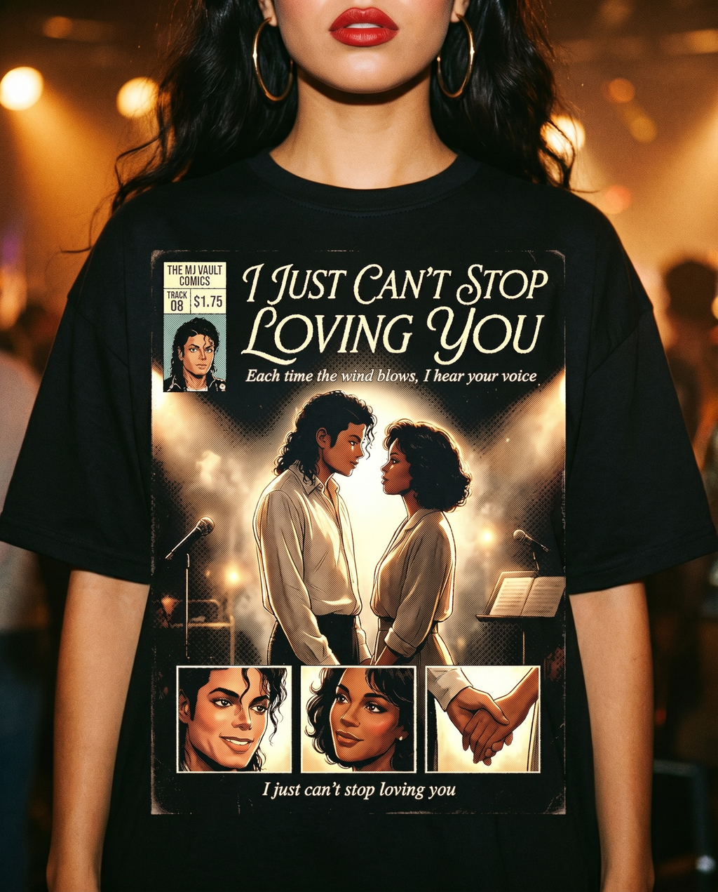 Michael Jackson I Just Can't Stop Loving You Comic Tee