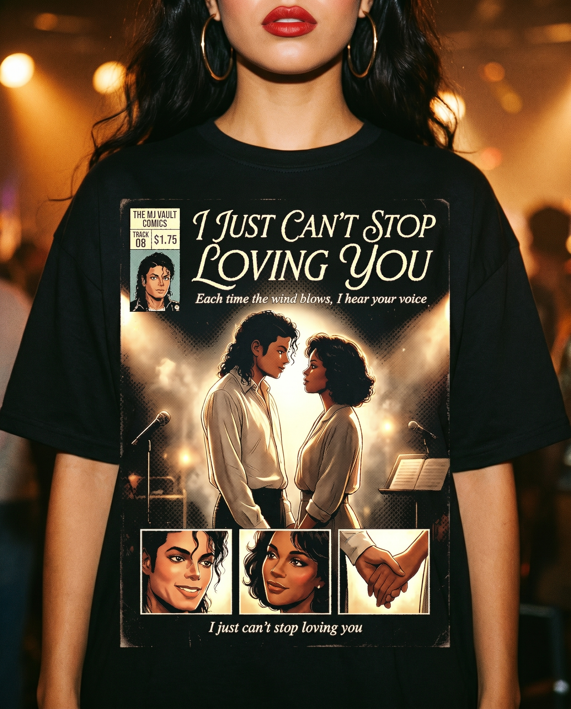 Michael Jackson I Just Can't Stop Loving You Comic Tee