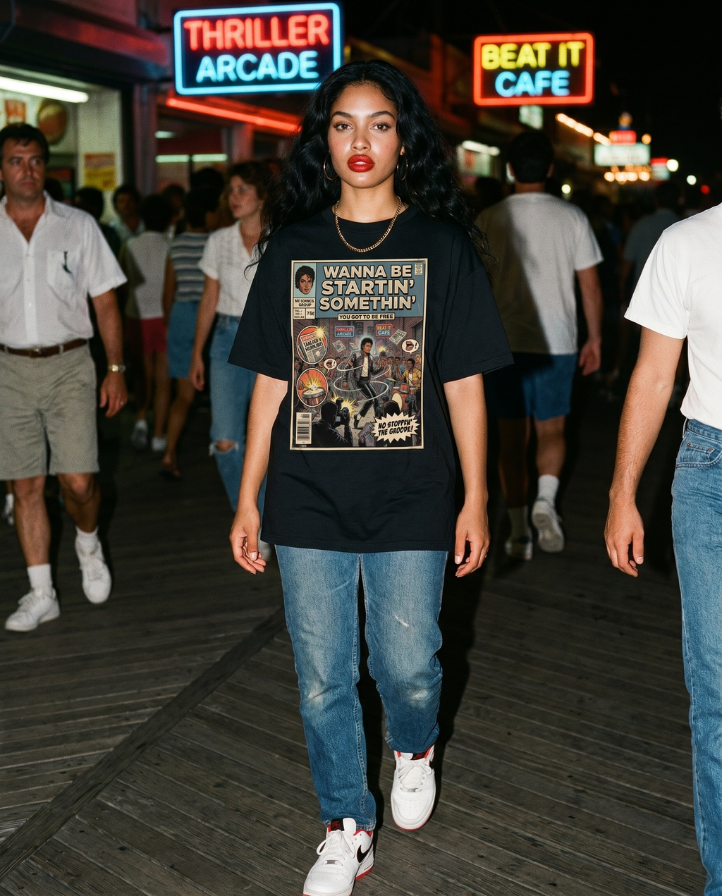 Michael Jackson Wanna Be Startin Somethin Comic Tee