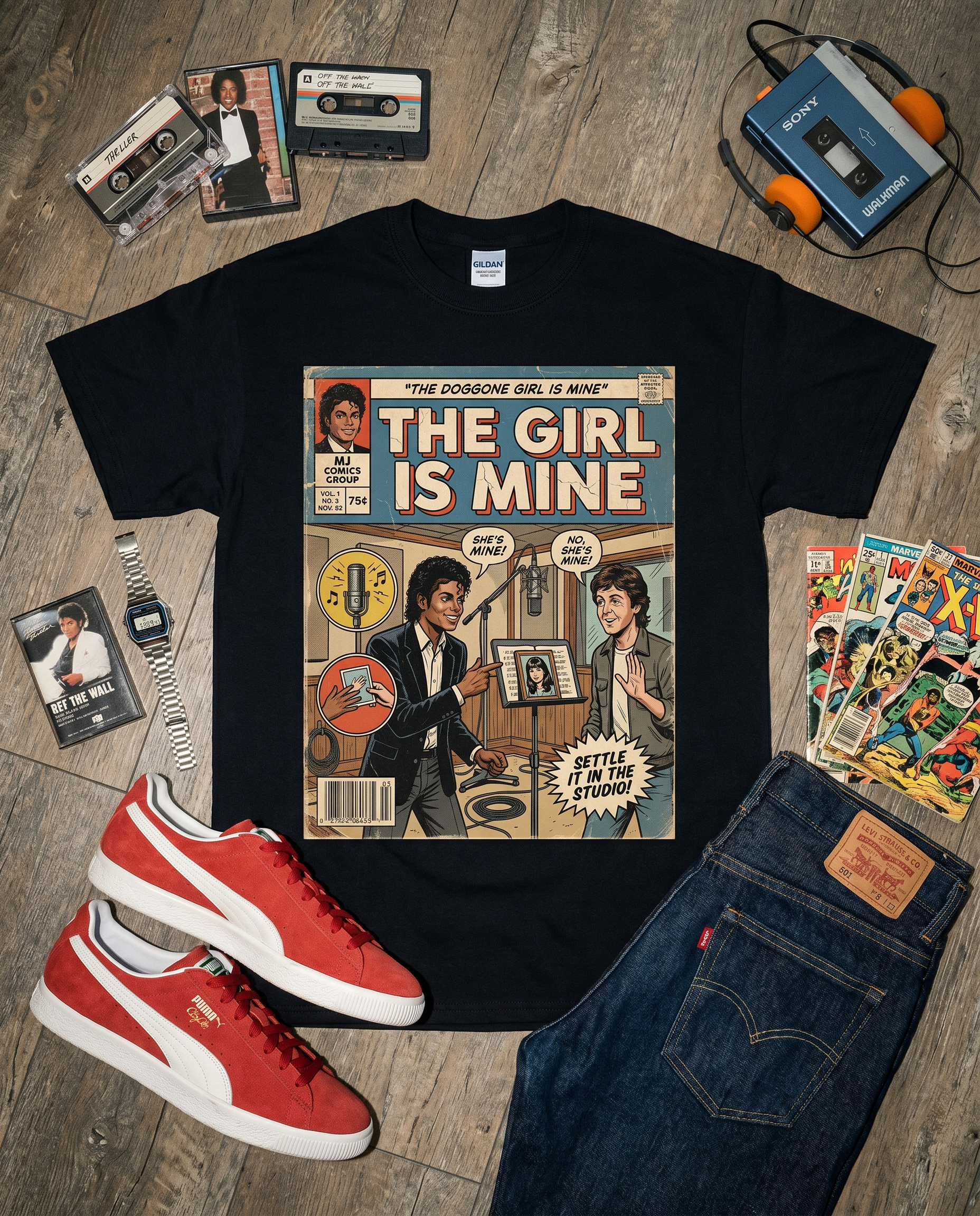 Michael Jackson The Girl is Mine Comic Tee
