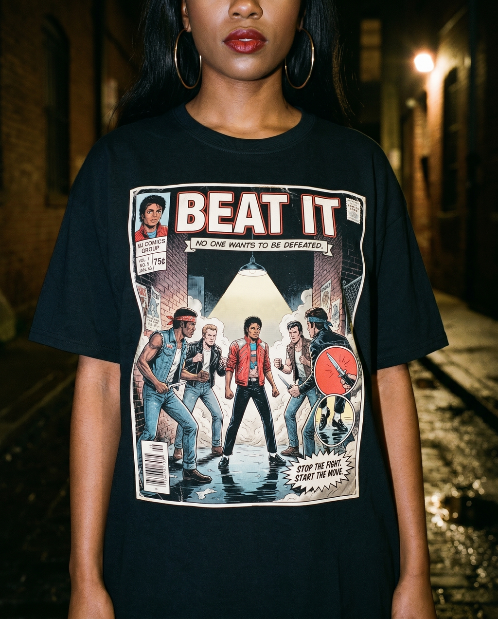 Michael Jackson Beat It Comic Tee