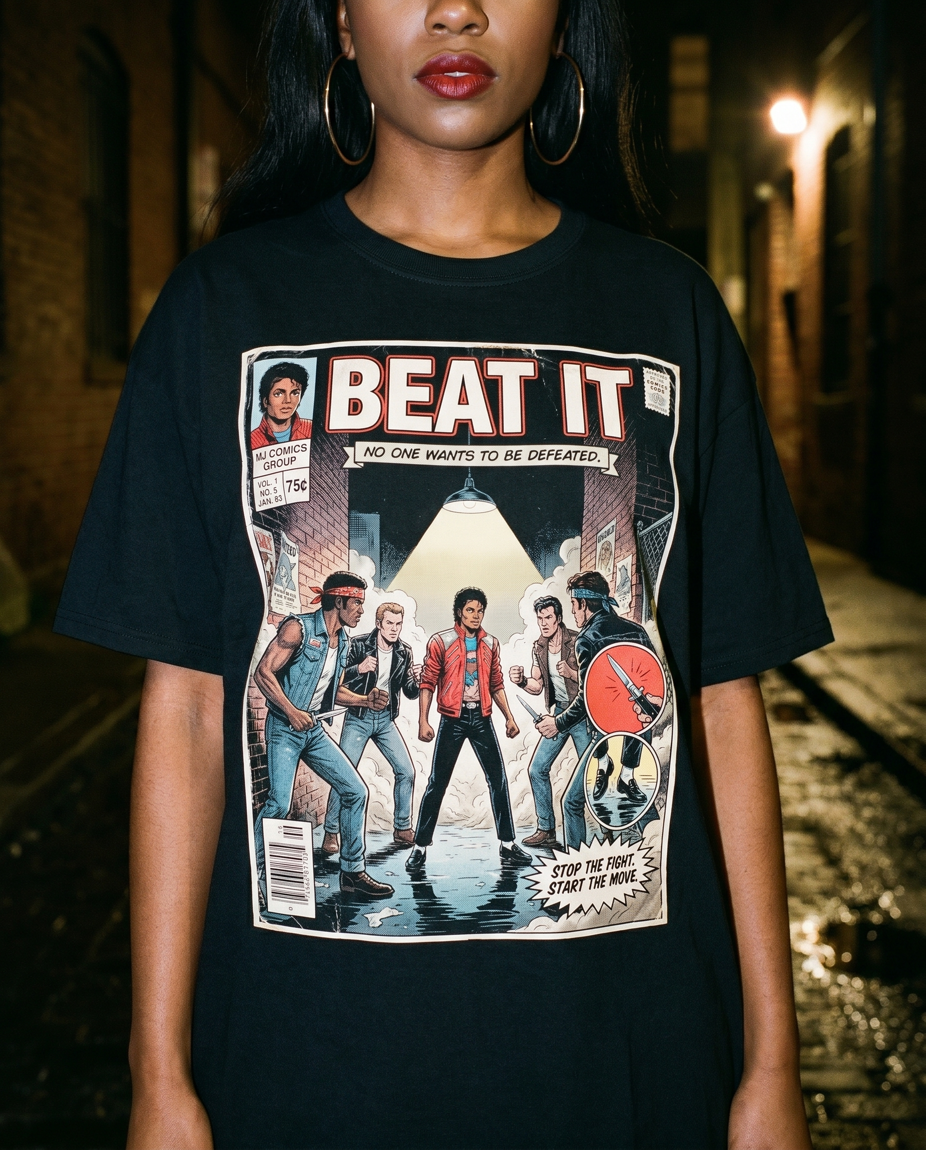 Michael Jackson Beat It Comic Tee
