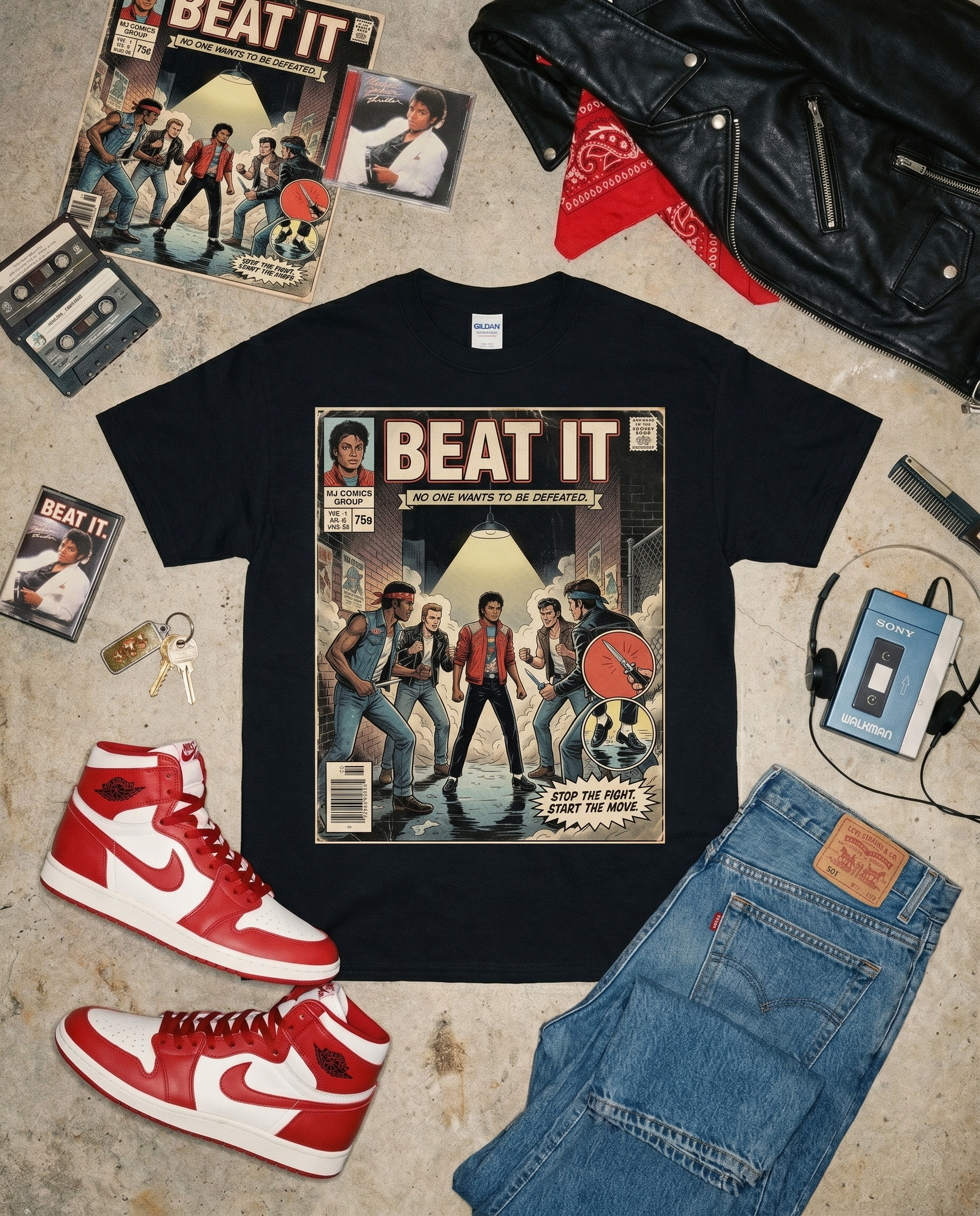 Michael Jackson Beat It Comic Tee