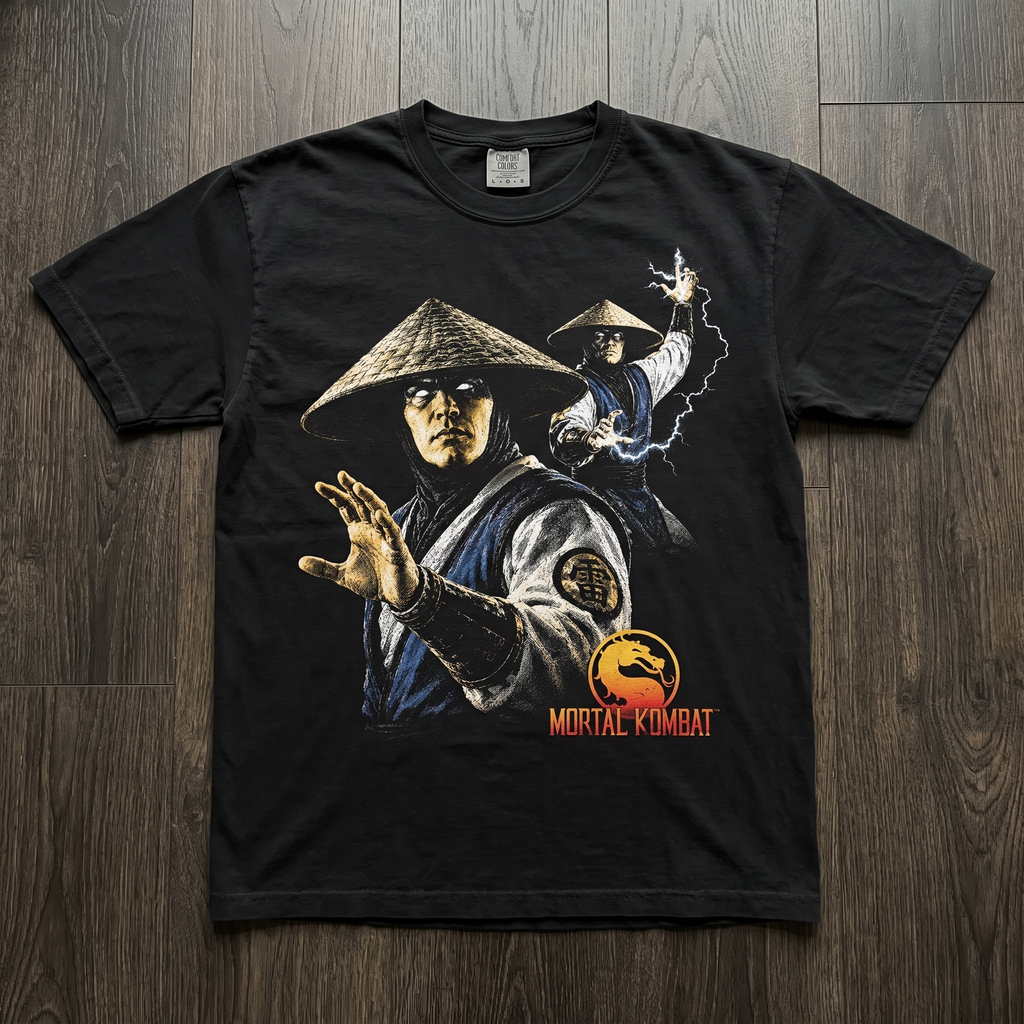Mortal Kombat Raiden Halftone Tee | Retro Gaming Unisex T-Shirt