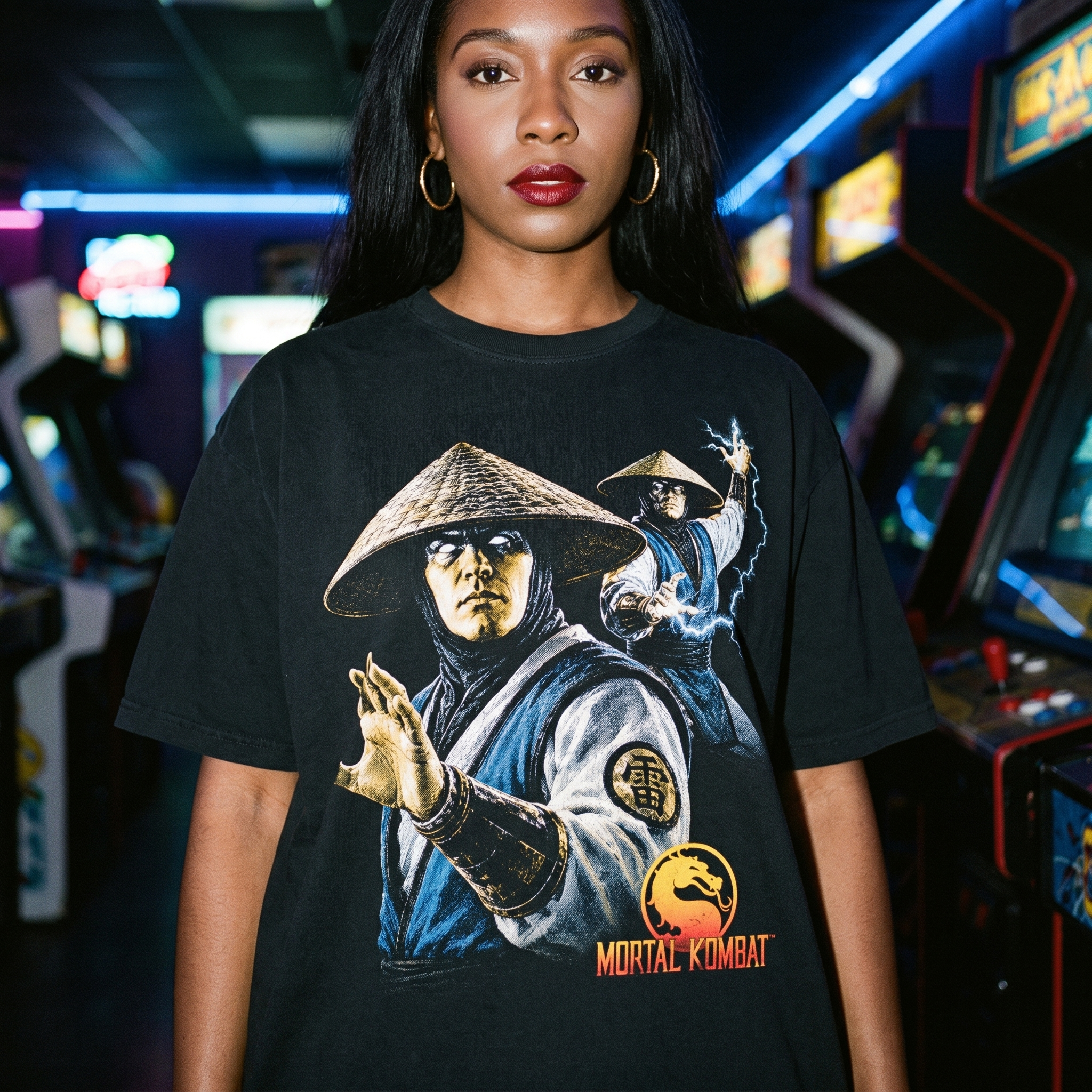 Mortal Kombat Raiden Halftone Tee | Retro Gaming Unisex T-Shirt