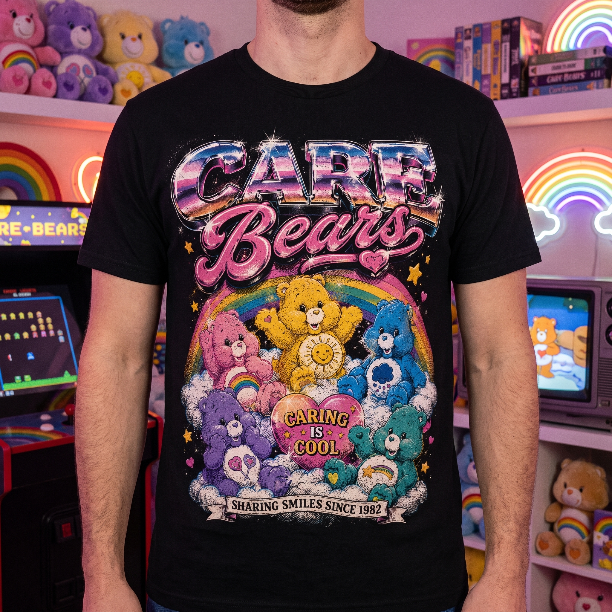 Care Bears Glitter Graphic Tee | Retro 80s Cartoon Unisex Shirt