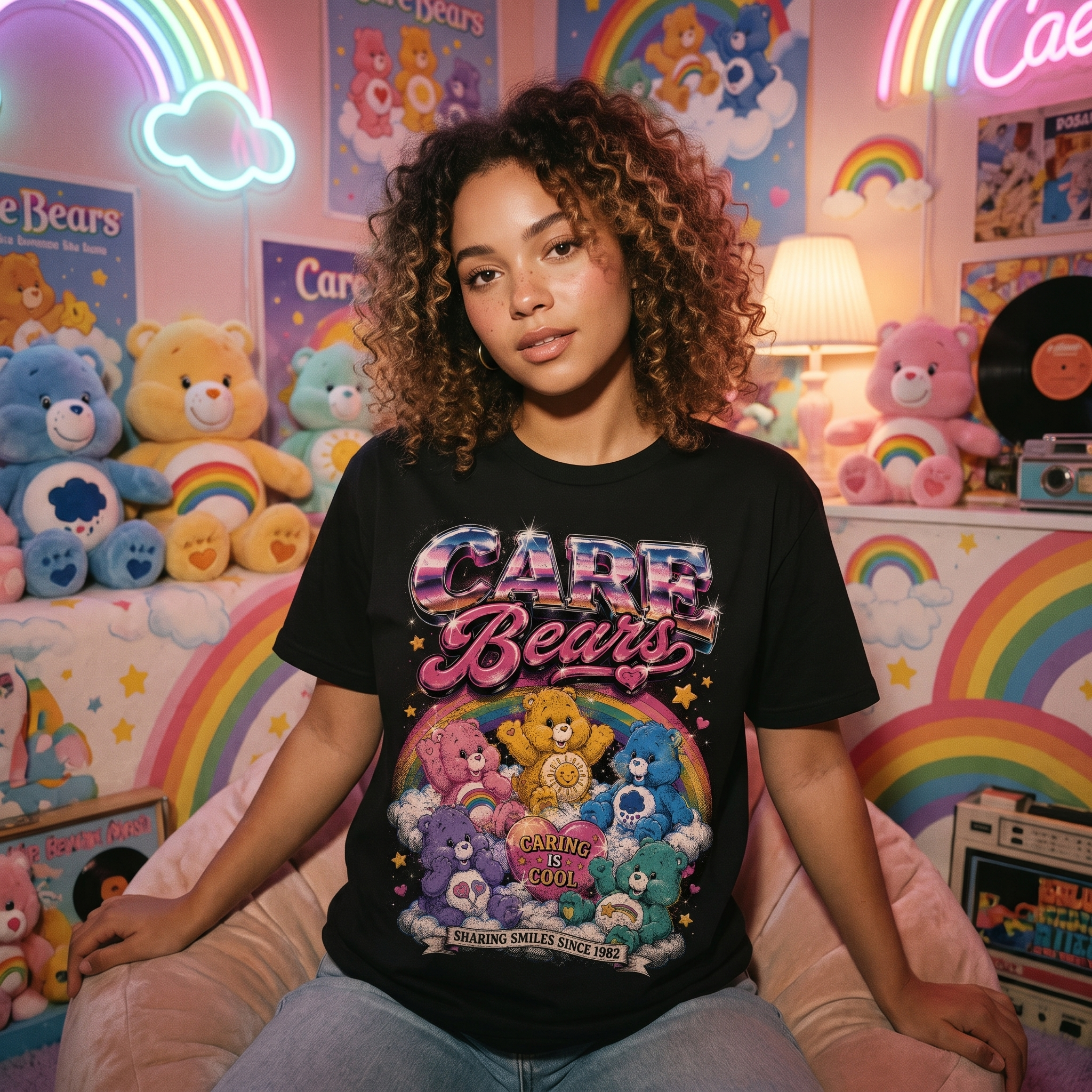 Care Bears Glitter Graphic Tee | Retro 80s Cartoon Unisex Shirt
