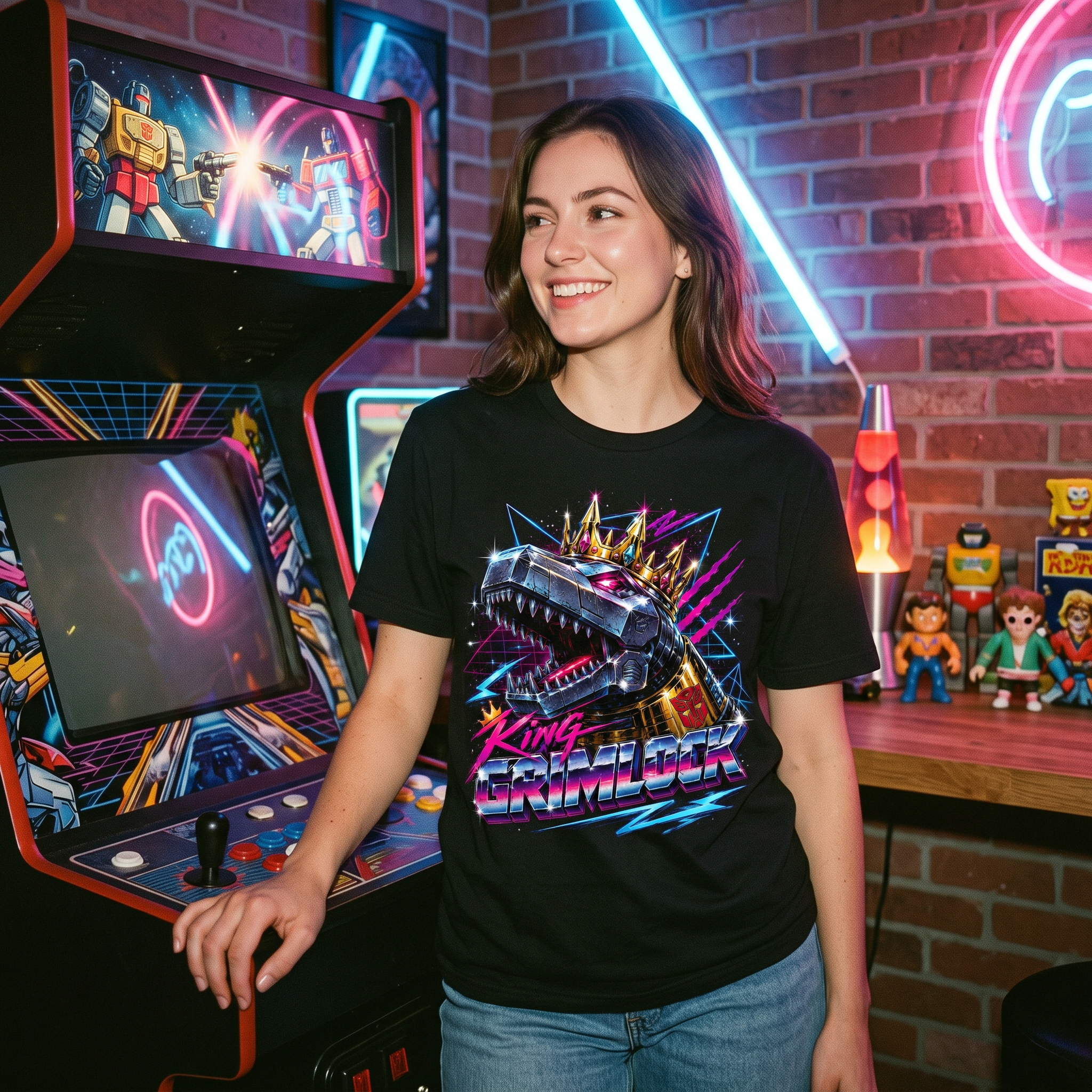 King Dino Robot Graphic Tee | Retro 80s Vaporwave Robot Shirt
