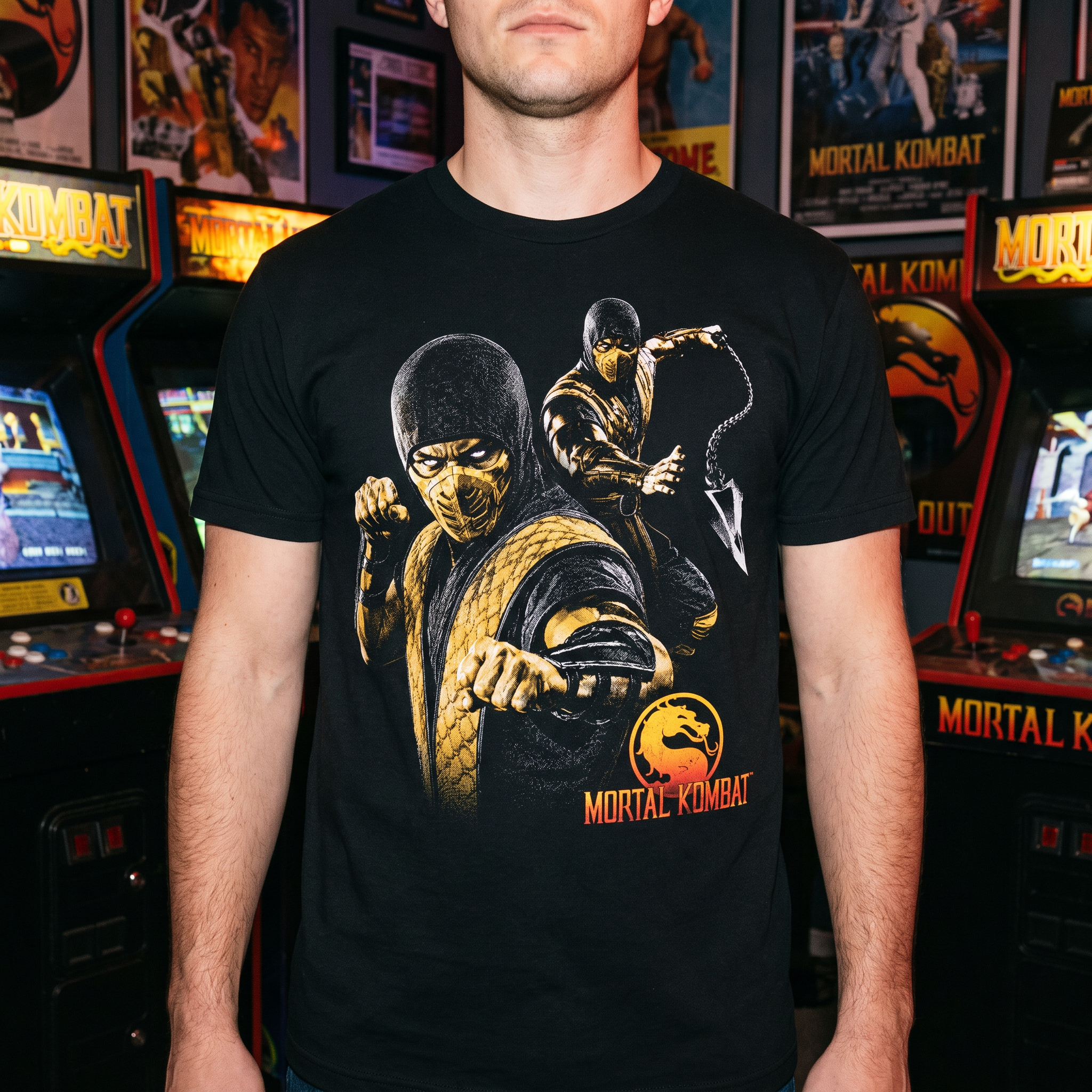Mortal Kombat Scorpion Halftone Gaming Unisex T-Shirt