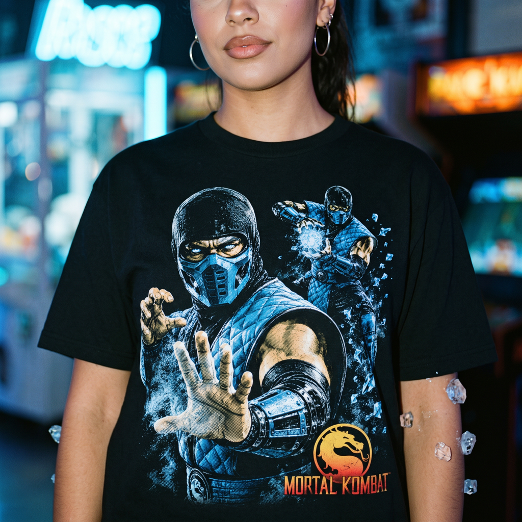 Sub-Zero Mortal Kombat Halftone Gaming Graphic Unisex T-Shirt