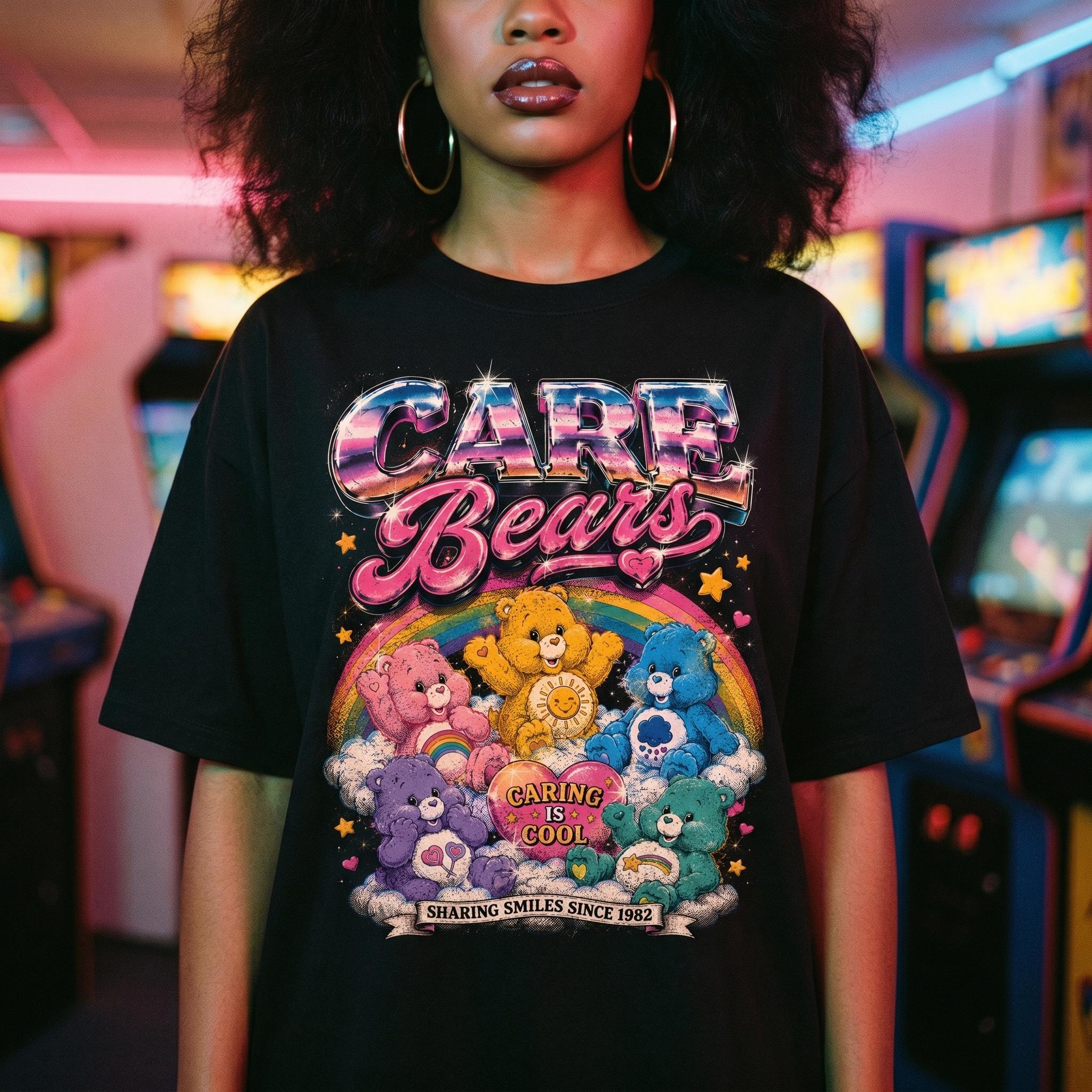 Care Bears Glitter Graphic Tee | Retro 80s Cartoon Unisex Shirt