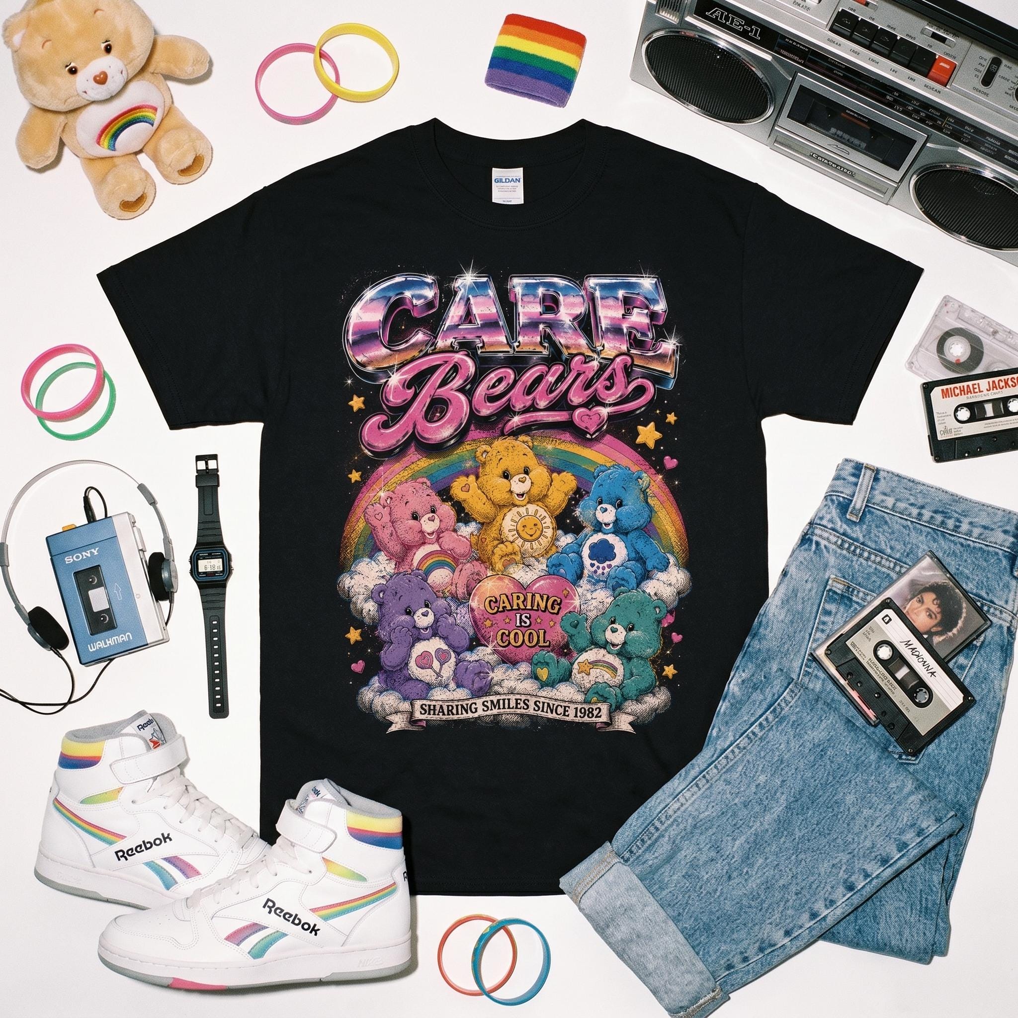 Care Bears Glitter Graphic Tee | Retro 80s Cartoon Unisex Shirt