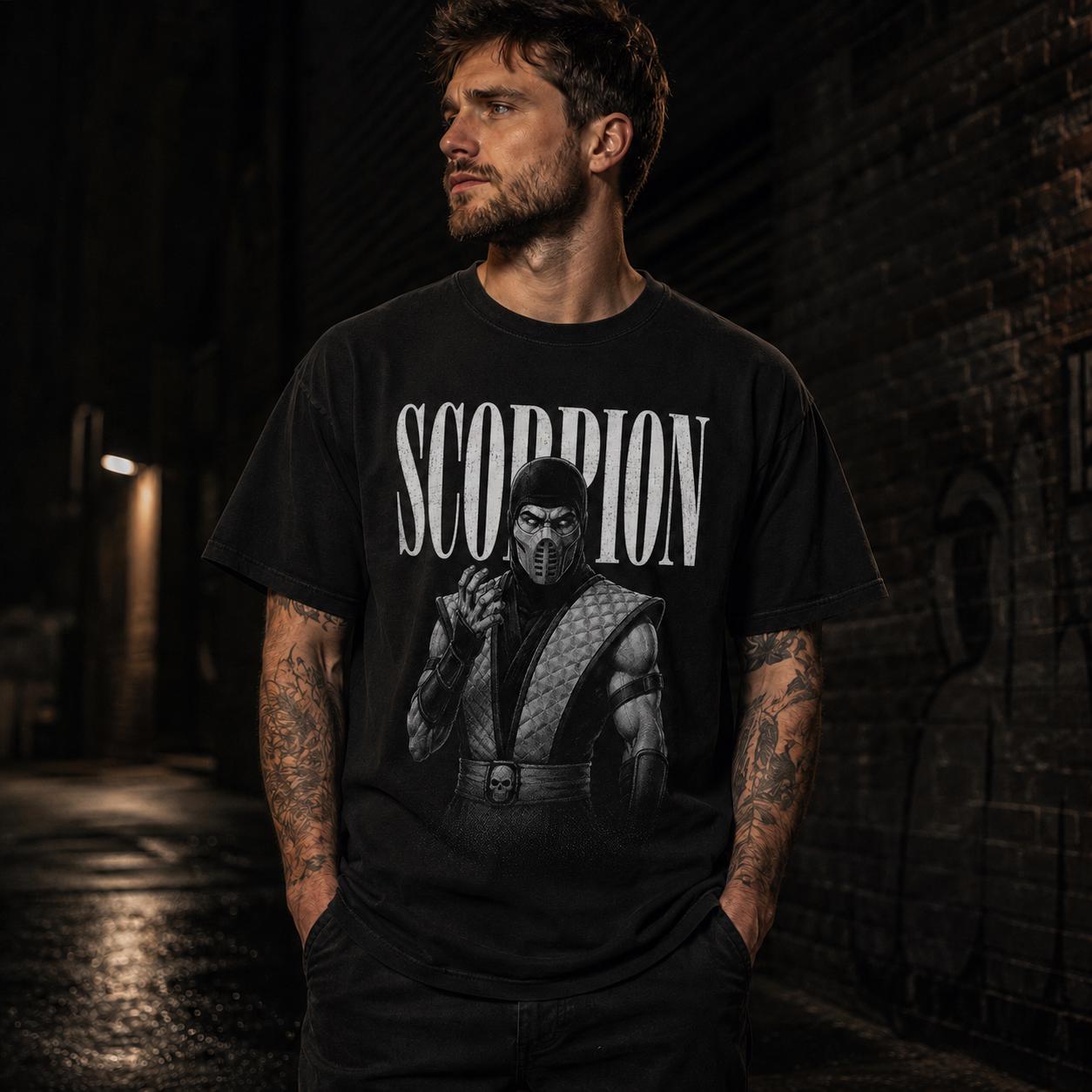Mortal Kombat Scorpion T-Shirt | Halftone Gaming Comfort Colors Tee