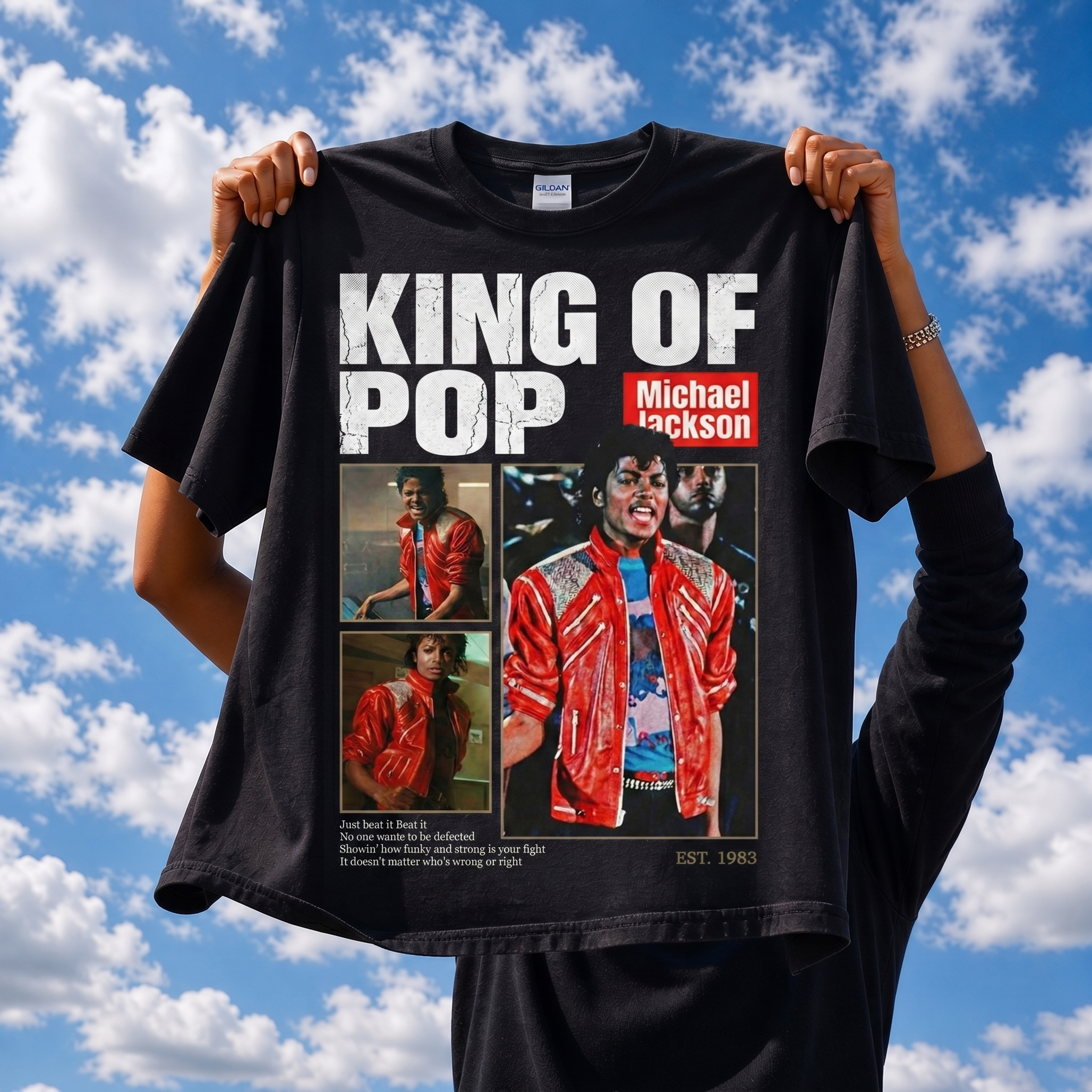 MJ Beat It King of Pop EST 1983 lifestyle mockup