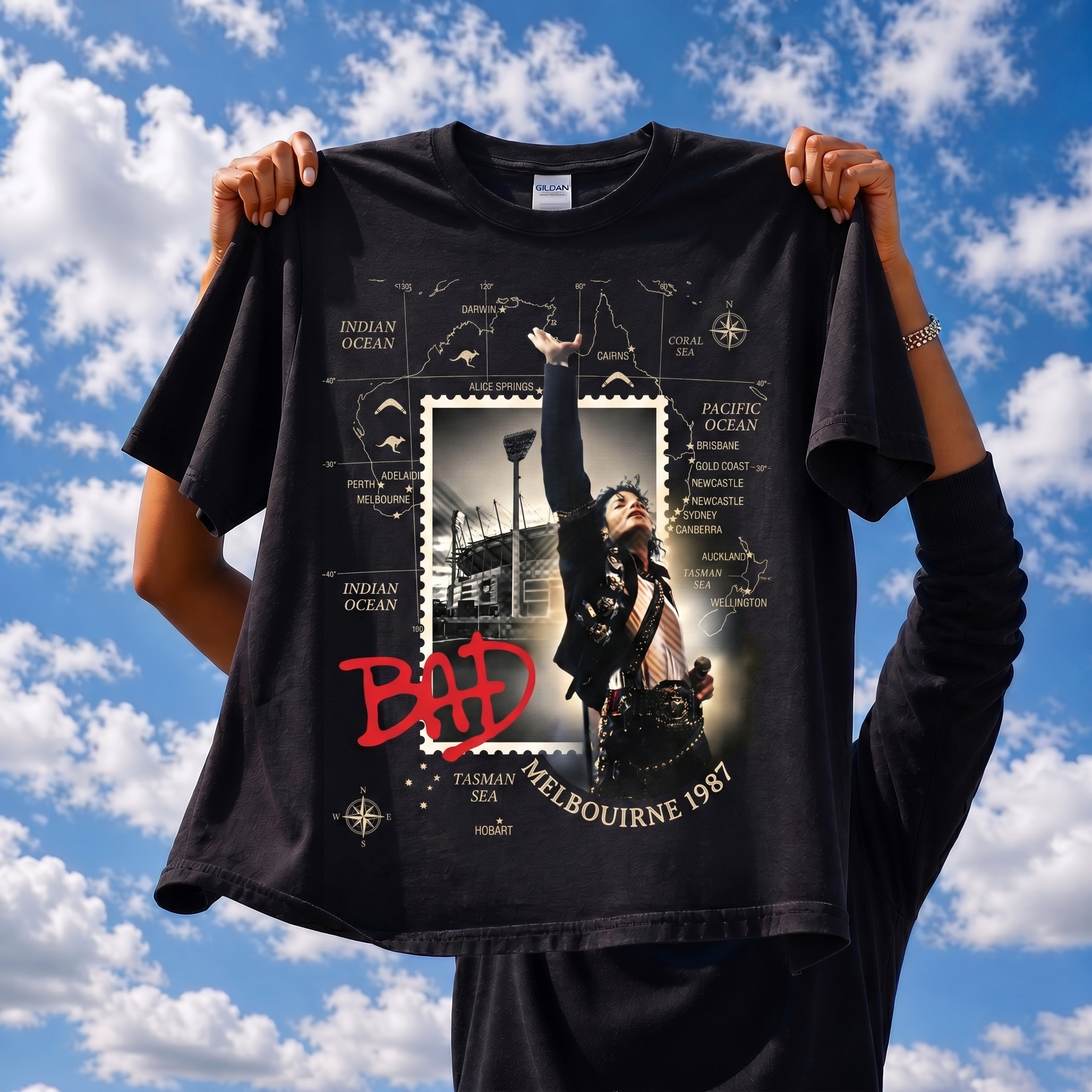 MJ Bad Tour Melbourne 1987 lifestyle mockup