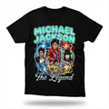 MJ The Legend Anime Comic Tee - full mockup cyan Thriller