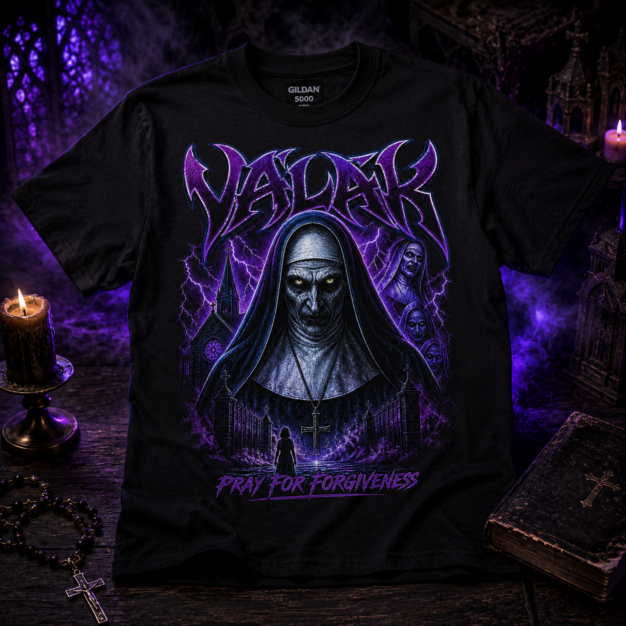The Nun halftone tee detail