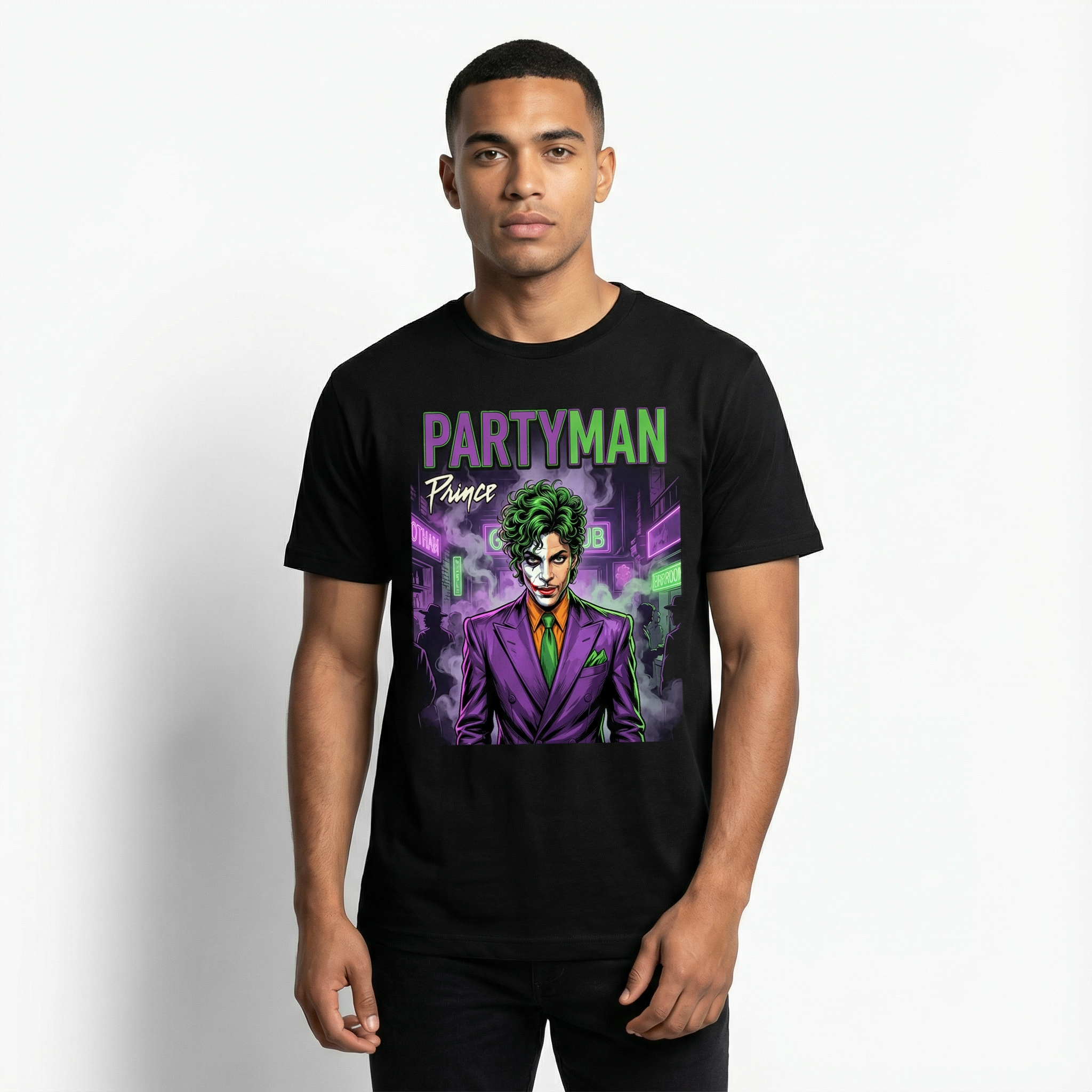 Prince Partyman Gotham Tee - model wearing front