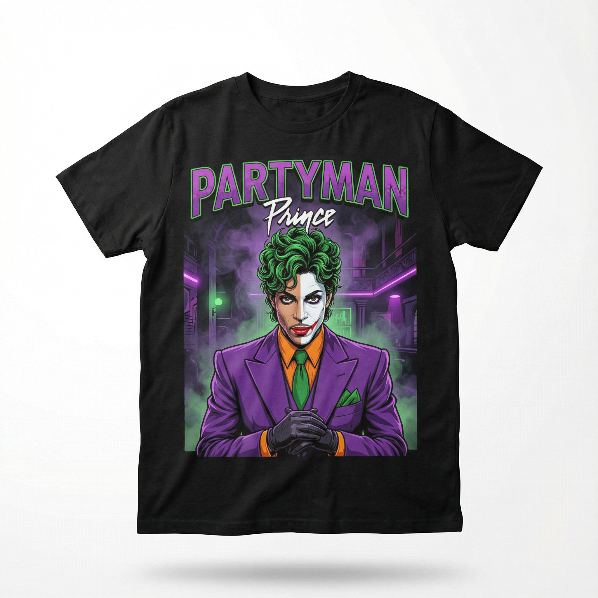 Prince Partyman Joker Tee - flat front Joker design